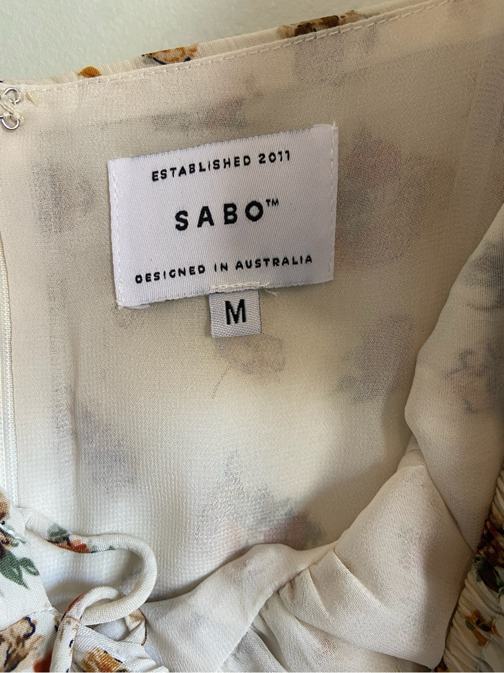 Sabo Skirt Cream Mini Dress with Brown Floral Print - Picture 4 of 5